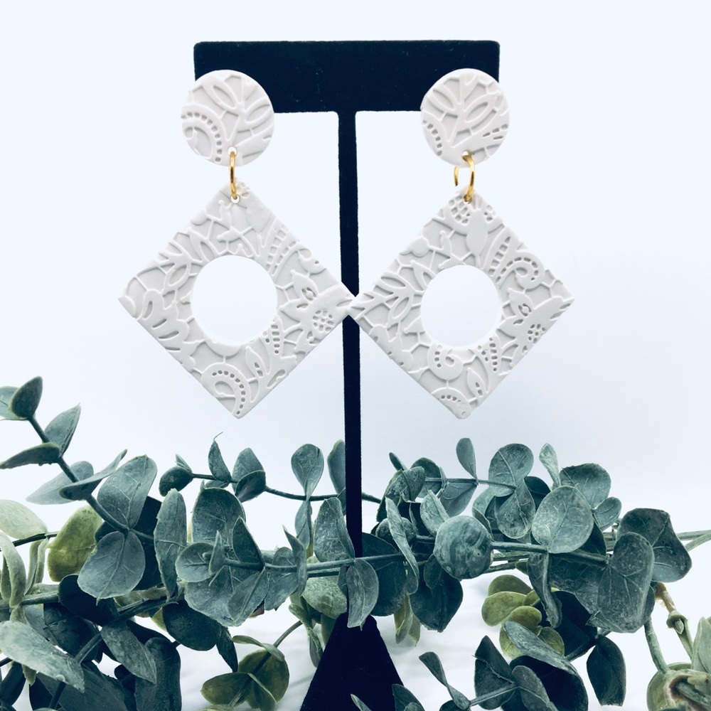 Diamond Drop Handmade Polymer Clay Earrings